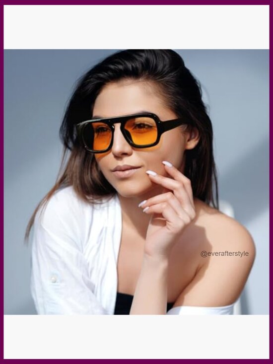 Retro Square Aviator Sunglasses Plastic Frame UV Protected